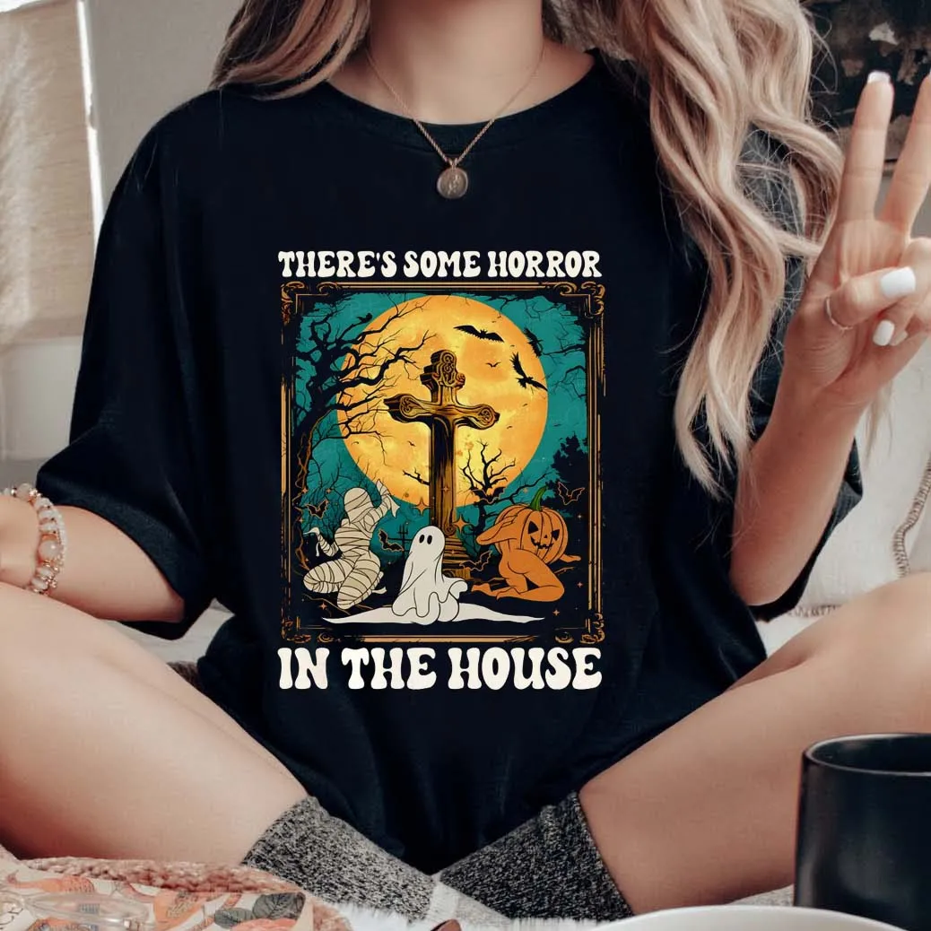 

Autumn Printed T-Shirt Halloween Women's Printing Trend Style Thanksgiving Clothing Women's Fashion Pattern Street Fun T-Shirt.