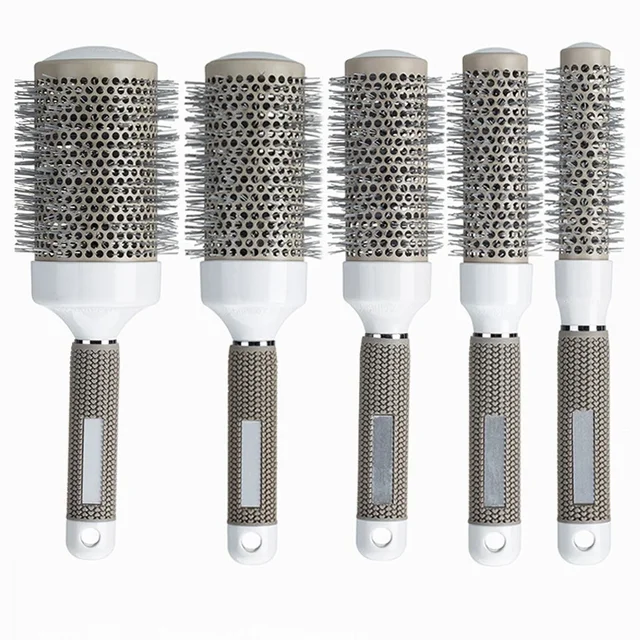 Spazzola per capelli agli ioni di ceramica di 5 dimensioni Spazzola per capelli nano Ioni in ceramica termica Pettine rotondo Parrucchiere Parrucchiere Styling Asciugatura Curling 1