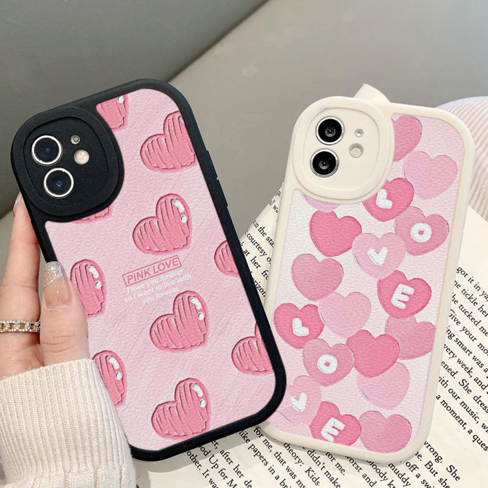 

Chic FOR IPhone 14 INS Oil Painting Love Phone Case for Iphone 13 12 11 Pro MAX MiNi 7 8plus X XS XR Lambskin Covers