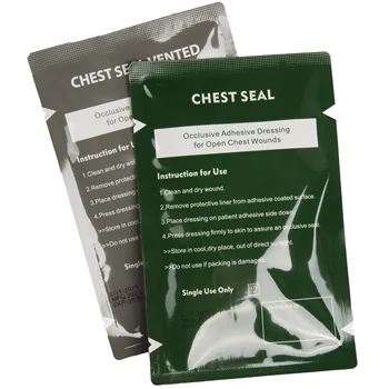Chest Seal Wound Care for Emergency or Tactical Situations Advanced Adhesive Sterile Transparent Lightweight Vent Life-Saving
