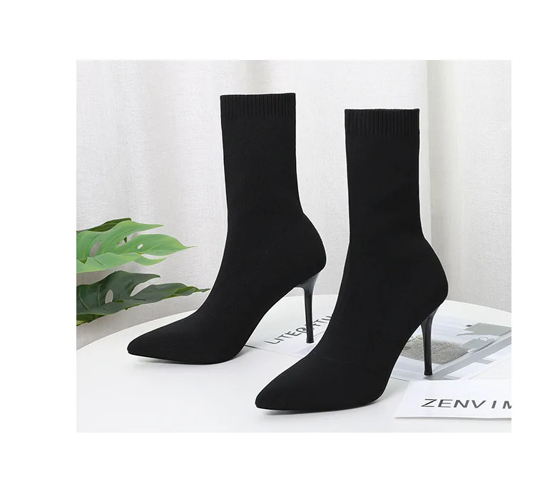 Buy Sexy Sock Boots Suede Pointed Toe 