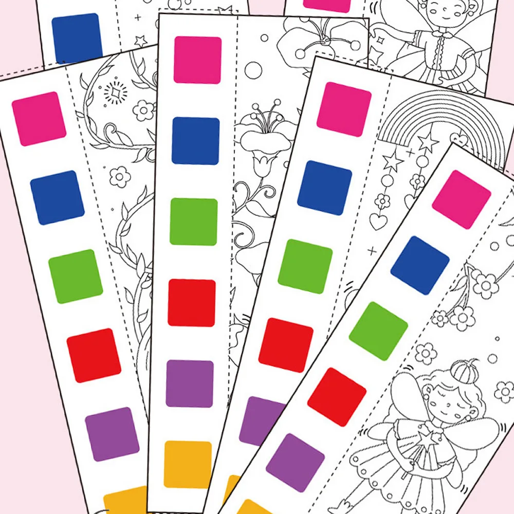 12-Sheet Portable Watercolor Painting & Coloring Book Set 6