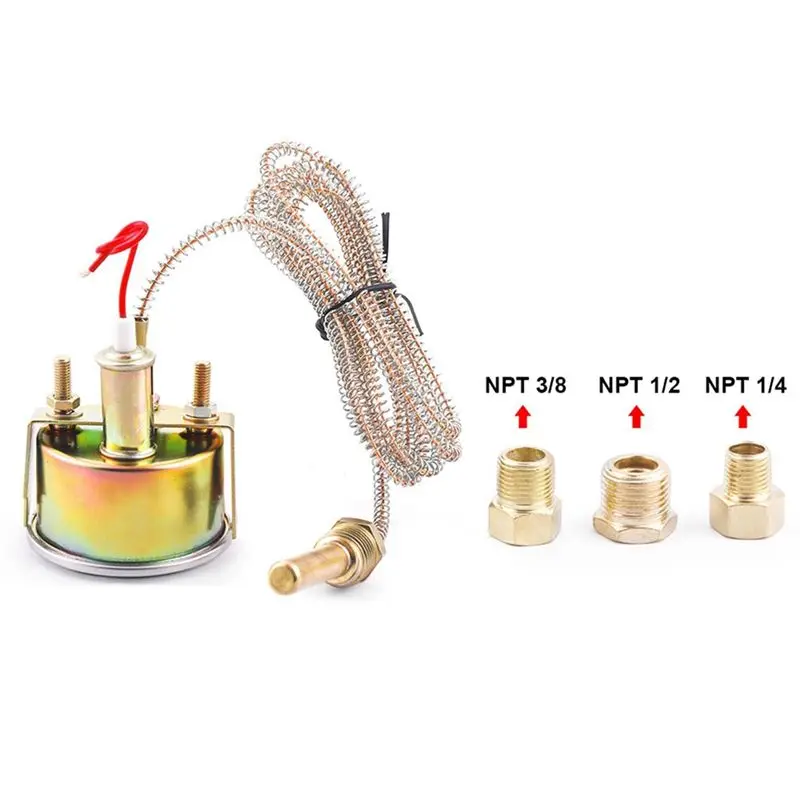 AEF3-2인치 52MM 기계식 12V 수온계 50-140 ℃ /130-280 ℉ 센서가 있는 자동차 수온계