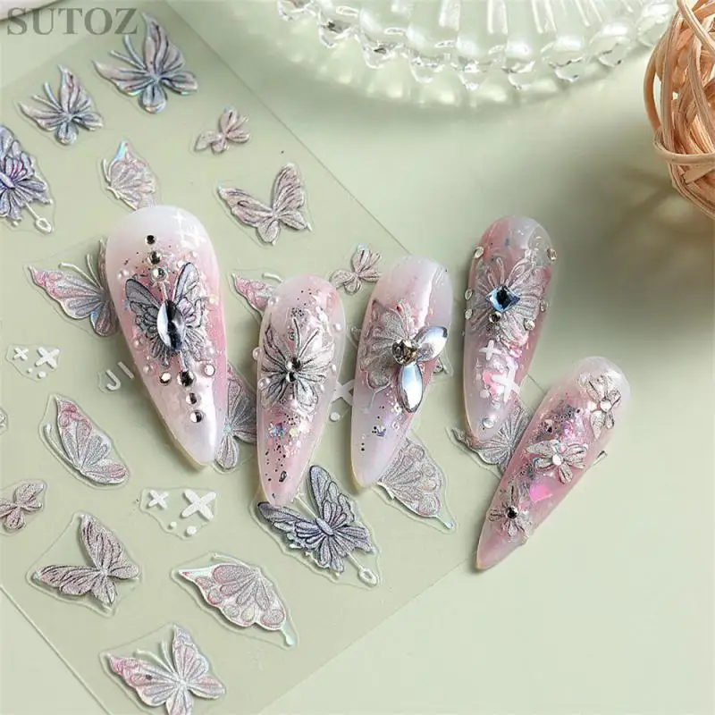 Autocollants pour ongles en relief 5D, style papillon, beauté et santé, fournitures pour manucure, 1 à 10 pièces 6
