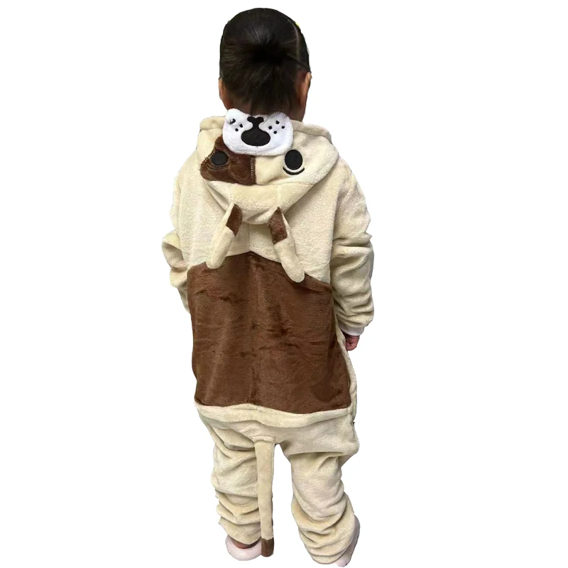 Kids Children Onesies Pekingese Dog Kigurumi Pajamas For Girls Boys Pijamas Flannel Cartoon Bodysuit Birthday Cosplay Costume