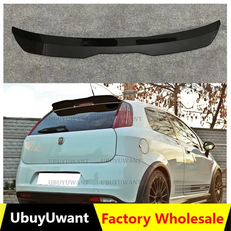 Rear Wing Spoiler For FIAT GRANDE PUNTO ABARTH 2007 2008 2009 2010 Glossy  Black ABS Plastic Roof Wing Hatchback Spoiler Lip