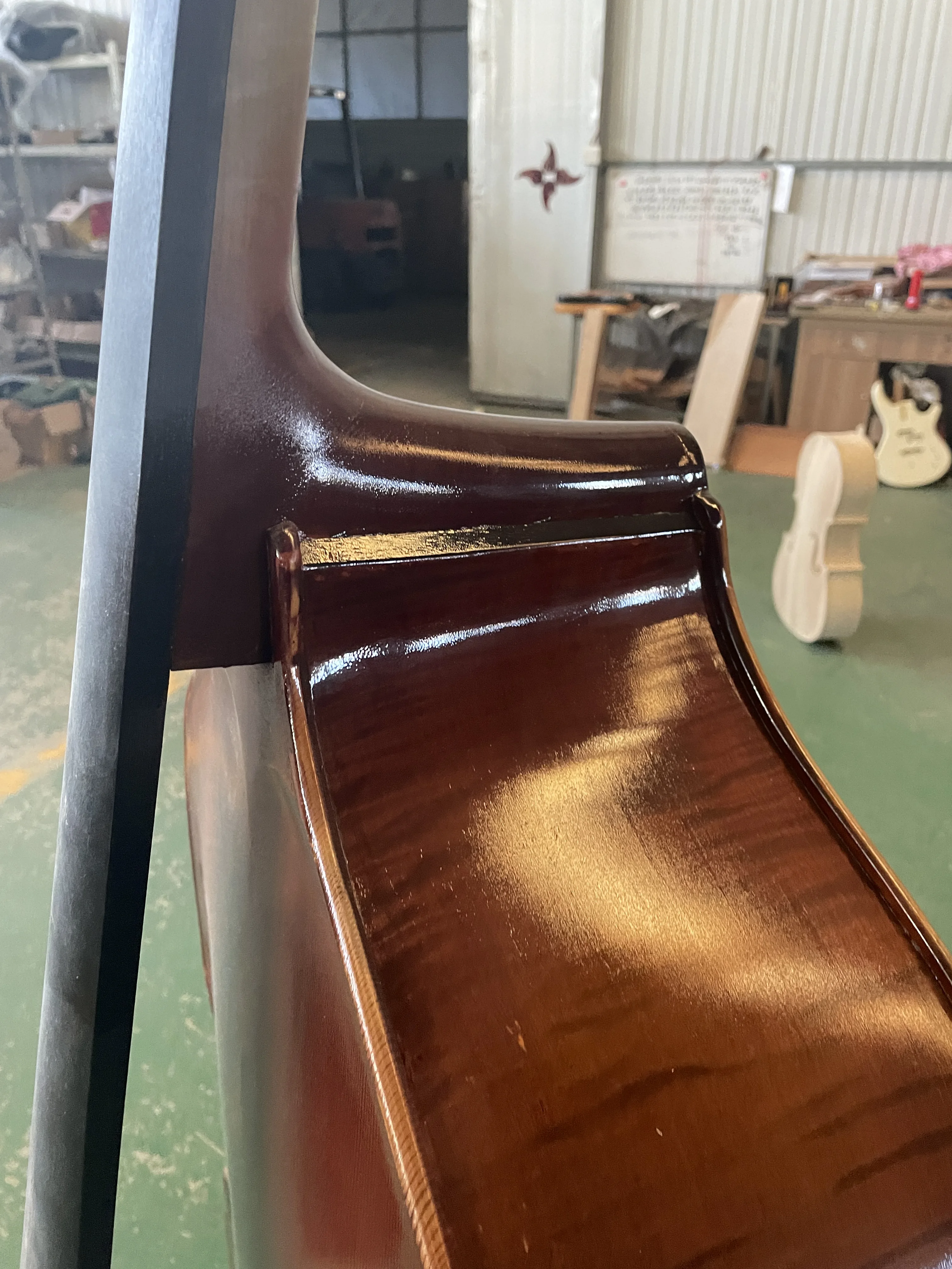 Double bass, high quality, shovel maple back, spruce lion head, upright control, all accessories, 3/4