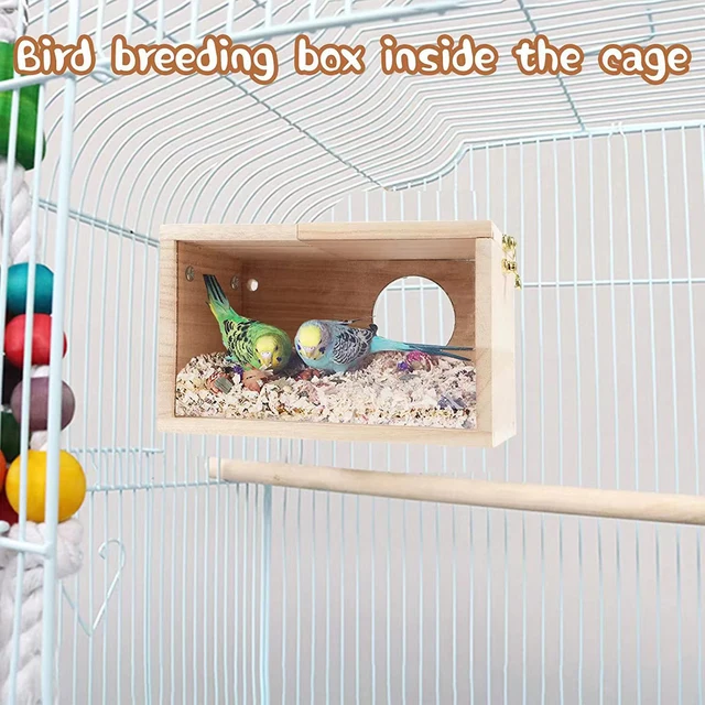 Transparent Wooden Bird House Parrot Cockatiel Birdhouse Nesting Breeding Box Easy To Clean Parakeet Nesting Box Pet Accessories 5