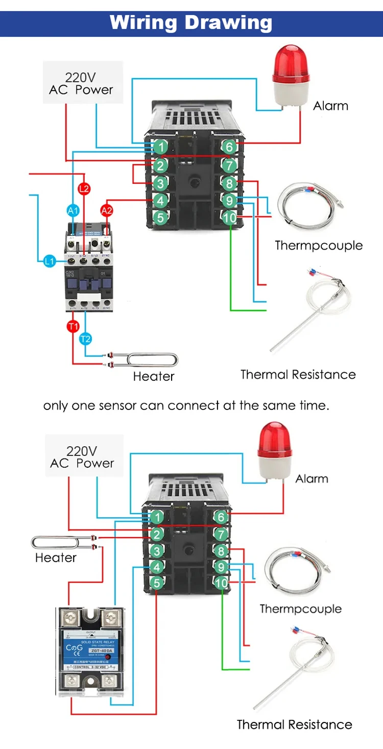 REX-C100 K J PT100 Digital Output Thermostat Electronic PID Programmable Sensors