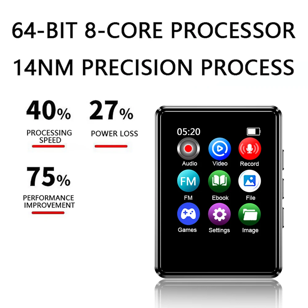 8/16/32/64G Portable Music Player 1.8inch Touch Screen Mini Music Player Bluetooth-Compatible 5.0 HIFI Sound for Kids