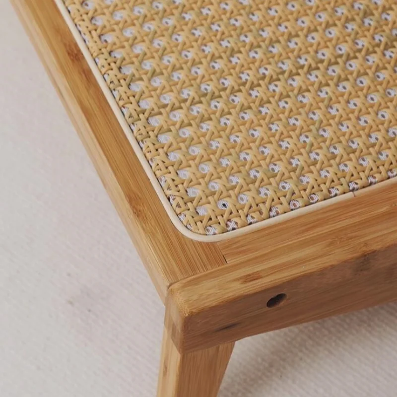 Bamboo&Rattan Floor Chair Mid Century Modern Accent Chair Armless Reading Side Living Room Furniture Bamboo Frame