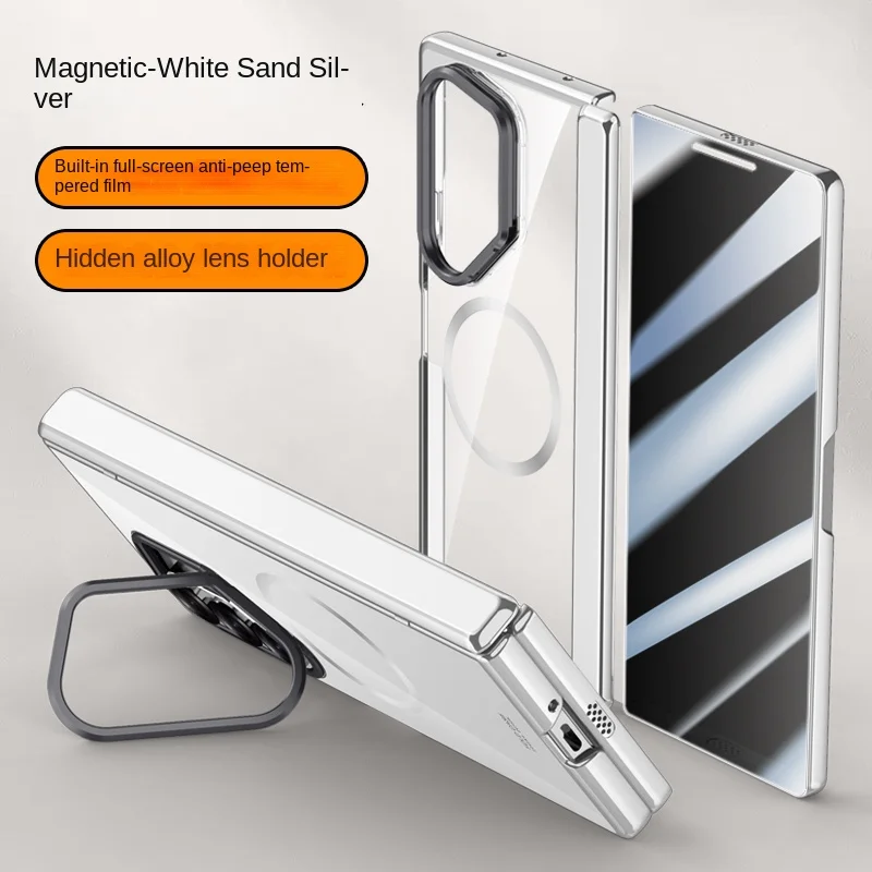 Enhanced Magnetic Anti-Shock Folding Phone Case with Plating and Full Hinge Protection