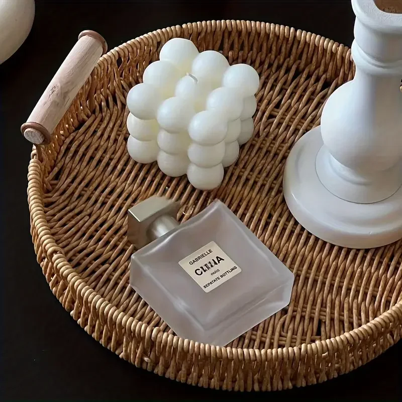 1/3 Piece Hand Woven Imitation Rattan Round Storage Tray Wooden Vintage Imitation Rattan Fruit Basket Snack Tray Storage Tray 6