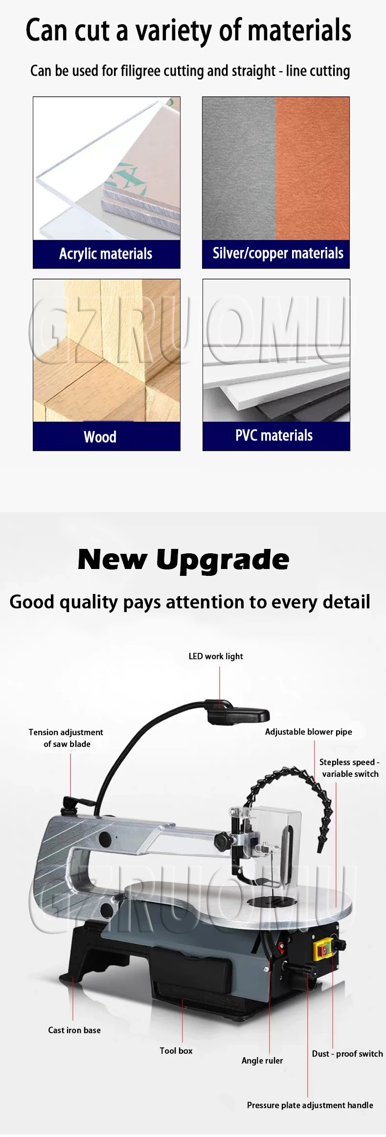 Electric Desktop Woodworking Band Saw Machine Small Multifunction Curve Cutting