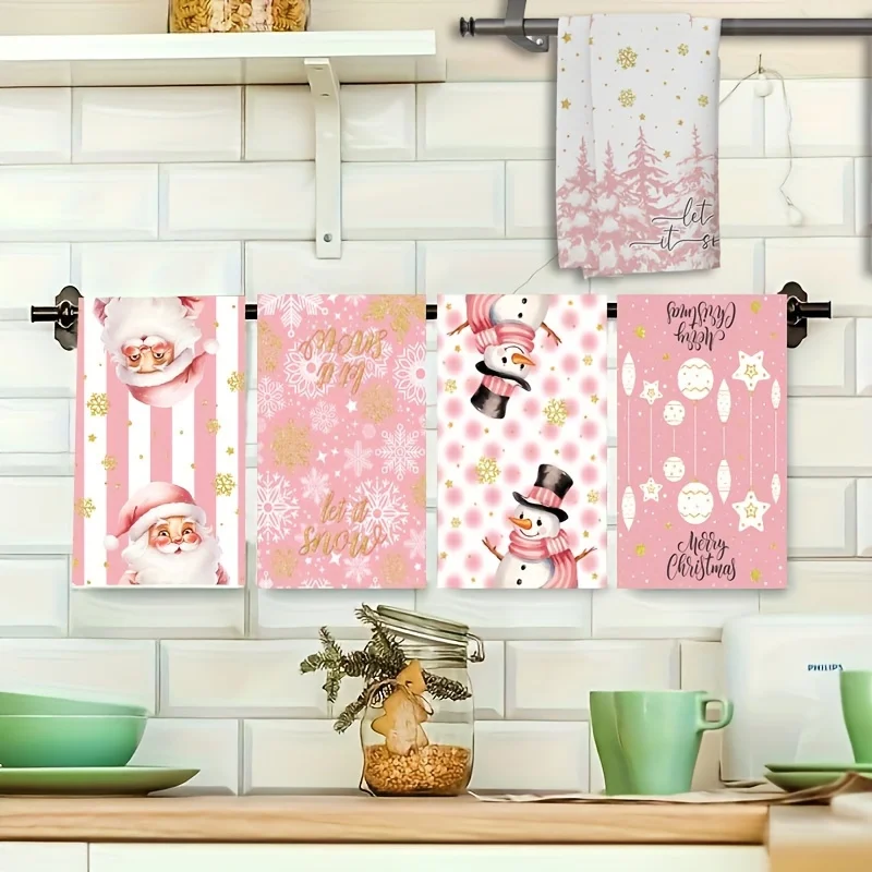 Description Picture 5 of item5pcs Christmas Towels Set, Modern Style, Super Absorbent, 500 GSM, for Bathroom & Kitchen, Decorative Dishcloths