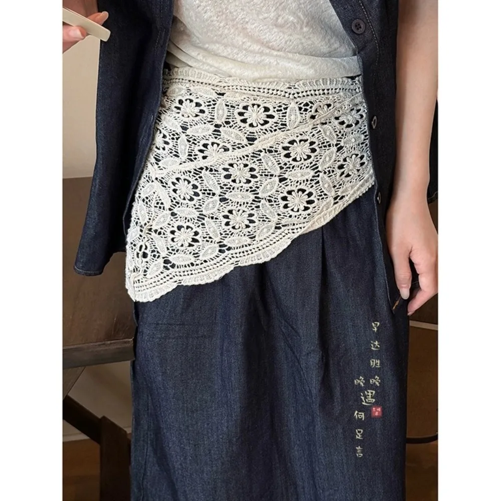 Crochet lace wrap mini skirt detail