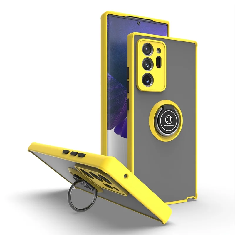 Durable Shockproof Armor Case with Magnetic Ring Holder and Matte Finish