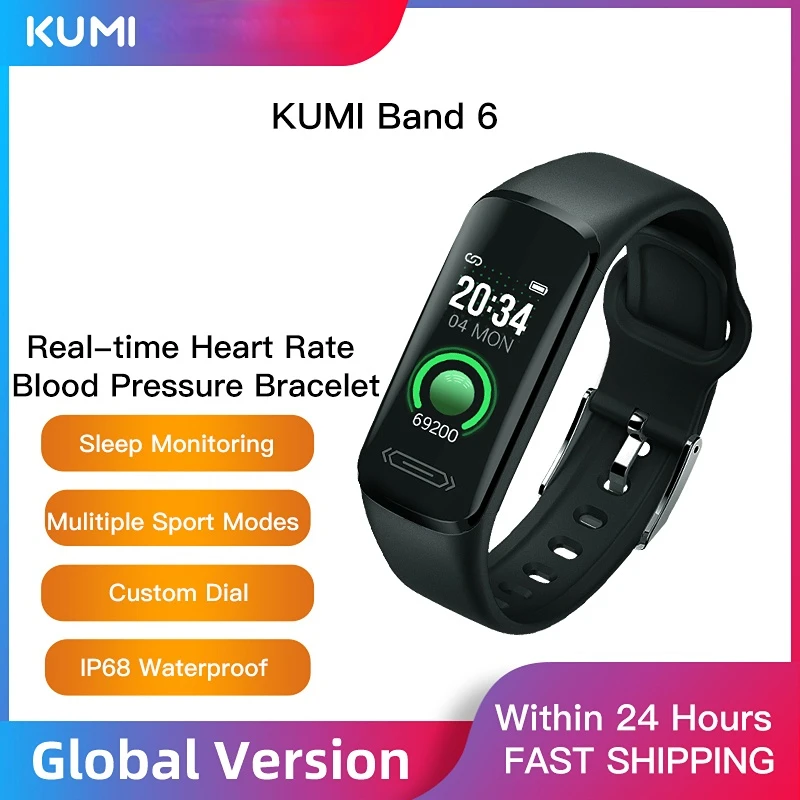Умный Браслет глобальная версия KUMI Band 6 спортивный фитнес-браслет с измерением