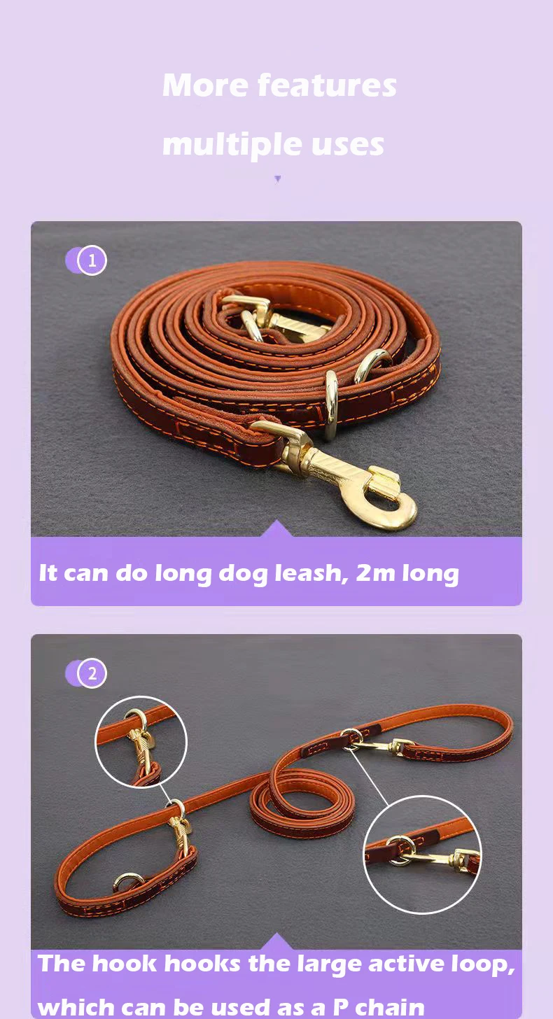 Leather Dog Leash Running Hands Free P Dog Leash For a Dog 2.5M Long Leashs Collars Double Short Leash Rope For Large Dogs Puppy