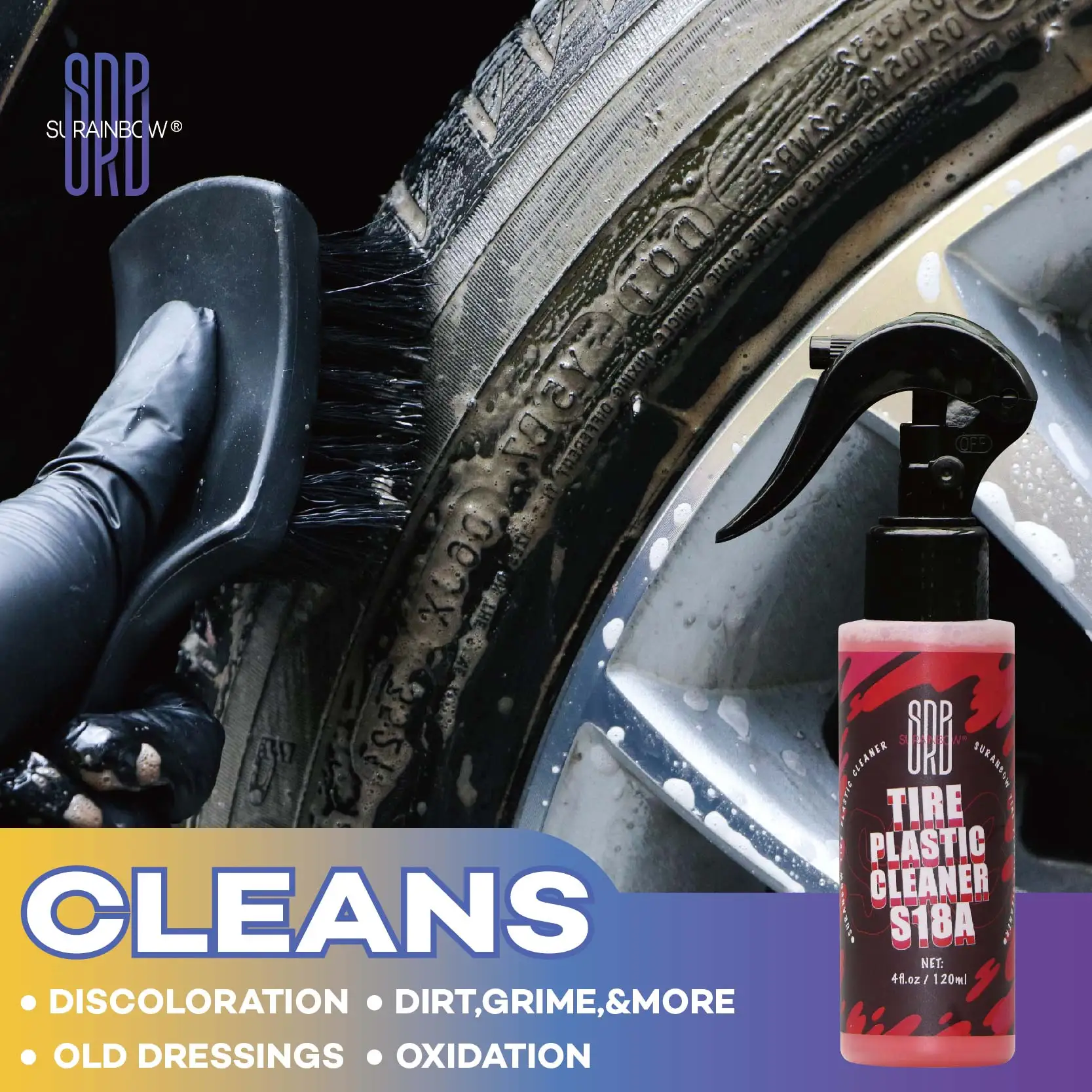 Tire Cleaner-Deep Clean Easily Removes Tire Dirt, Oil, Grime and more Safe for All Tires For Cars, Trucks, Motorcycles