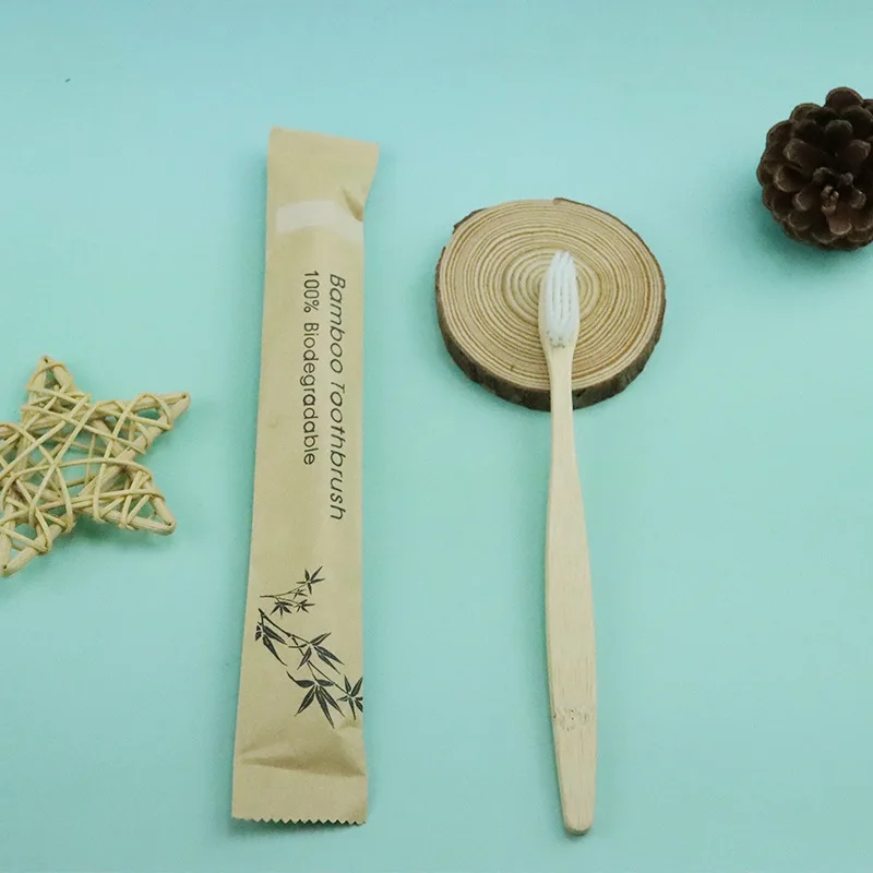 Eco-Friendly Bamboo Toothbrush Set with Custom Engraving - 100-Pack of Reusable Wooden Soft Brushes