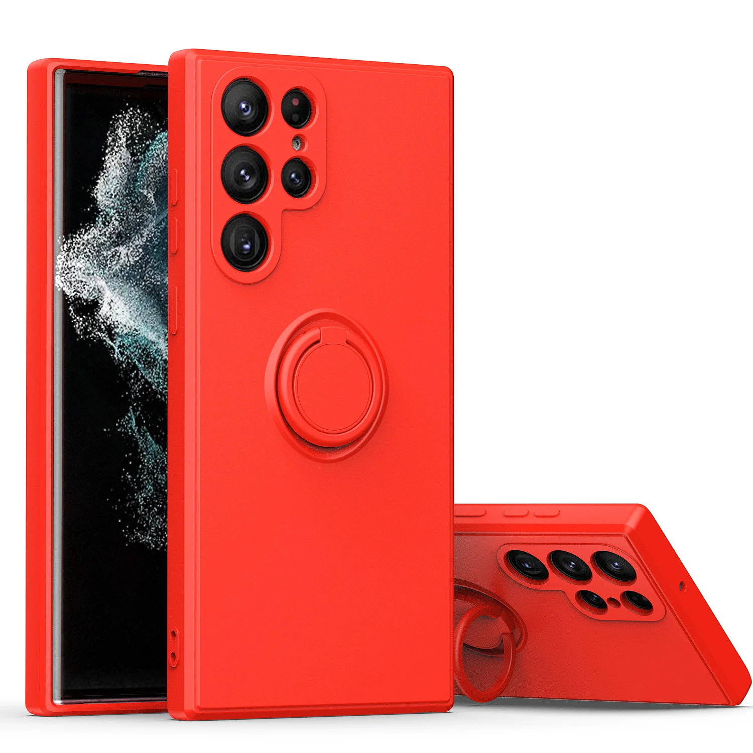 Liquid Silicone Magnetic Phone Case with Ring Holder Back Cover