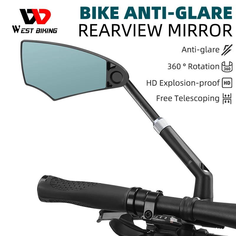 

WEST BIKING Bike Handlebar Mirror Cycling Rear View Mirror 360 Degree Rotating Rearview Handlebar for Bicycle Left Right Mirror