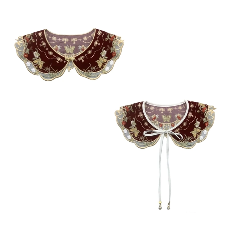 

Lace Floral Girls Lapel Decorative Embroidery Collar Flower Ancient Art Traditional Lace Shawl Collar Lapel