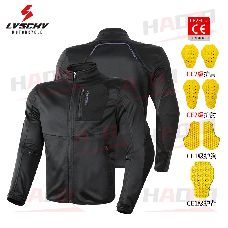 LYSCHY 방수 방풍 오토바이 갑옷 재킷 여름 통기성 오토바이 바디 아머 소프트 재킷 CE2 보호 장비