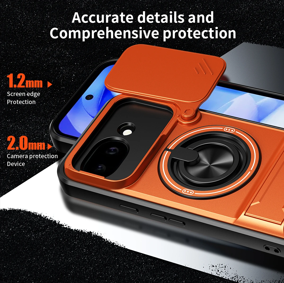 Magnetic Shockproof Phone Case with Slide Camera Protection and Kickstand