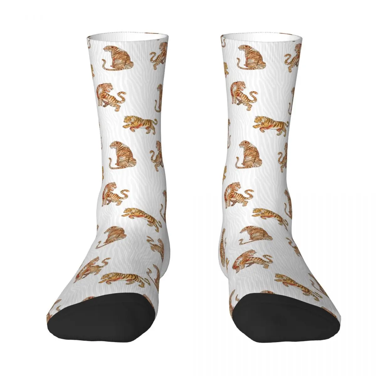 Watercolor Tigers Wild Animal Seamless Pattern Adult Socks,Unisex socks,men Socks women Socks animal print shower curtain cow pattern shower curtain for farm cow bath shower tub waterproof curtain hooks included