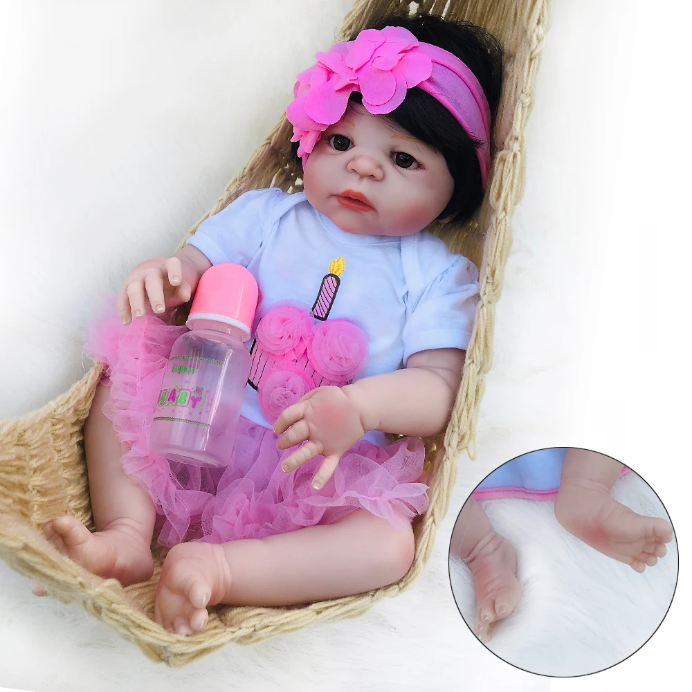 

22" Preemie Full Body Silicone Baby Doll Vicotria Girl Lifelike Bebe Reborn Doll Surprice Children Anti-Stress Toy
