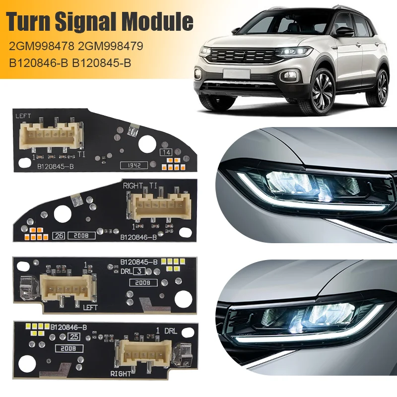 DRL 2GM.998.478 방향지시등 보드 B120845-B 폭스바겐 T-CROSS Tcross LED 헤드라이트 모듈 B120846-B 2GM.998.479 밝은 백색