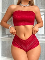 Ensemble Bralette sans bretelles en dentelle, soutien-gorge et culotte non rembourrés sans fil pour femmes, Lingerie confortable sans couture pour mariage, S-XL 5