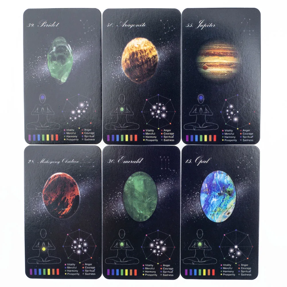 Crystals Healing Cards English Version 60-Card Deck with PDF