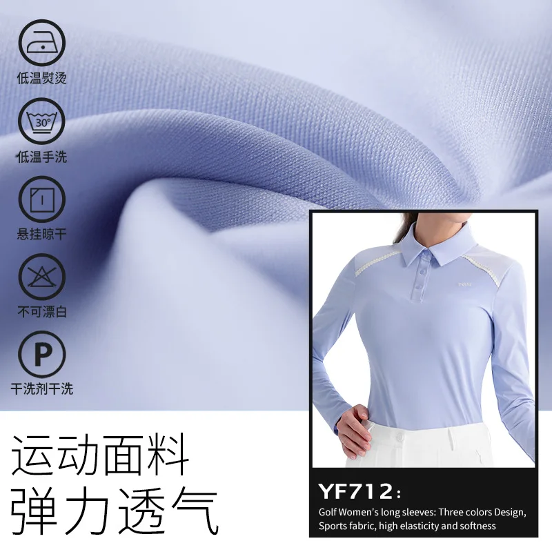 PGM Golf Clothing Women's Summer Long Sleeve T-shirt POLO Shirt High Elastic Top Look Thin Breathable and Comfortable Sportswear