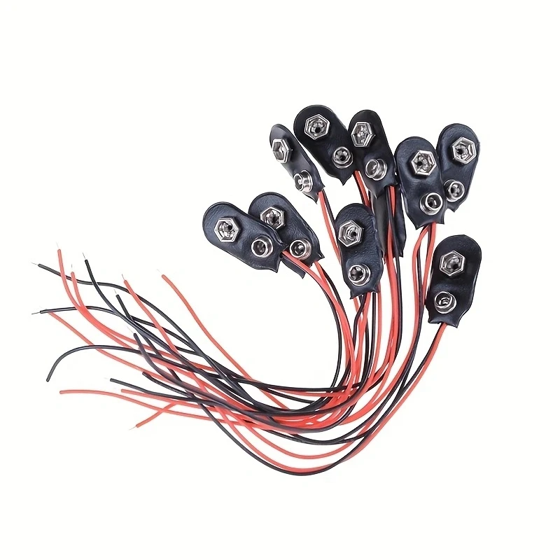 10Pcs 9V 배터리 클립 15cm 케이블 연결 버클 배터리 클립 커넥터 하드 쉘 유형