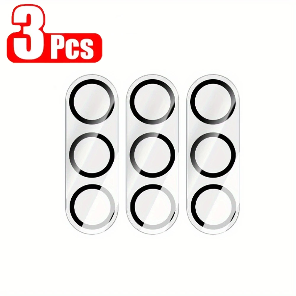 3-Pack 3D Full Cover Camera Lens Protector - HD Glass Protective Film