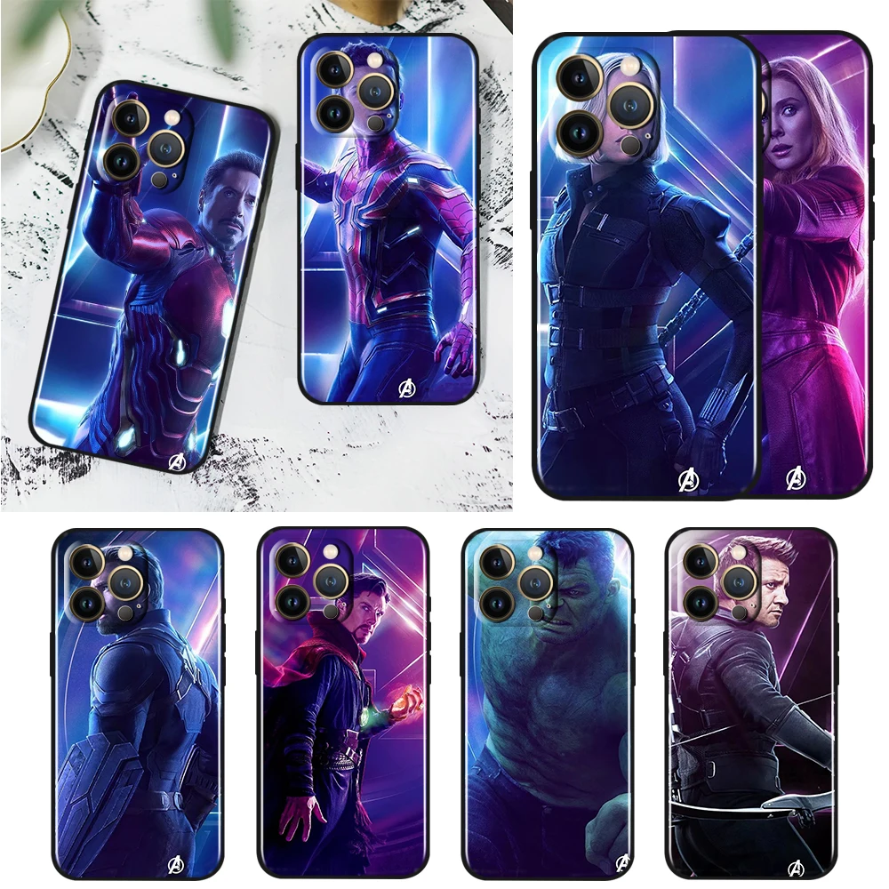 Marvel Infinity War Poster Case Per Apple Iphone 14 13 12 11 Pro Max Mini Xs Max X Xr 7 8 Plus Se2020 Tpu Cover Nera Per Telefono