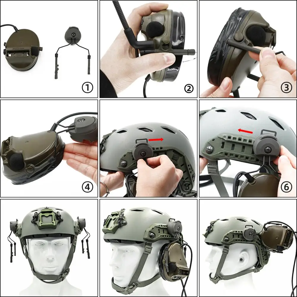 TS TAC-SKY Tactical  Helmet ARC OPS-CORE Helmet Track Adapter Headphone Bracket Tactical Headphone COMTAC Bracket