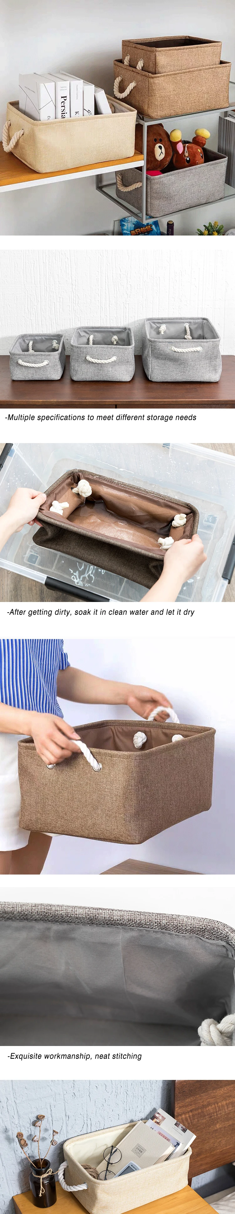 Description Picture 2 of itemFolding Storage Basket Linen Storage Fabric Wardrobe Office Bedroom Closet Kids Toys Laundry Basket Sundries Storage Box