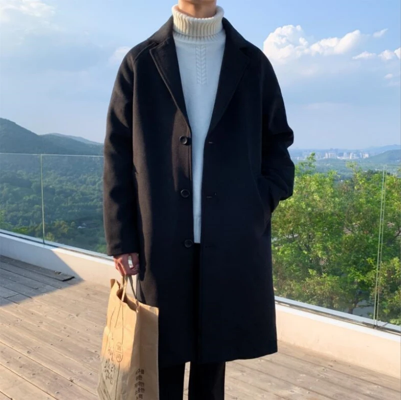 

Men Korean Fashion Winter Jacket Coats 2023 Wool Coat Mens Oversized Overcoat Male Japanese Streetwear Jackets Trench Coats