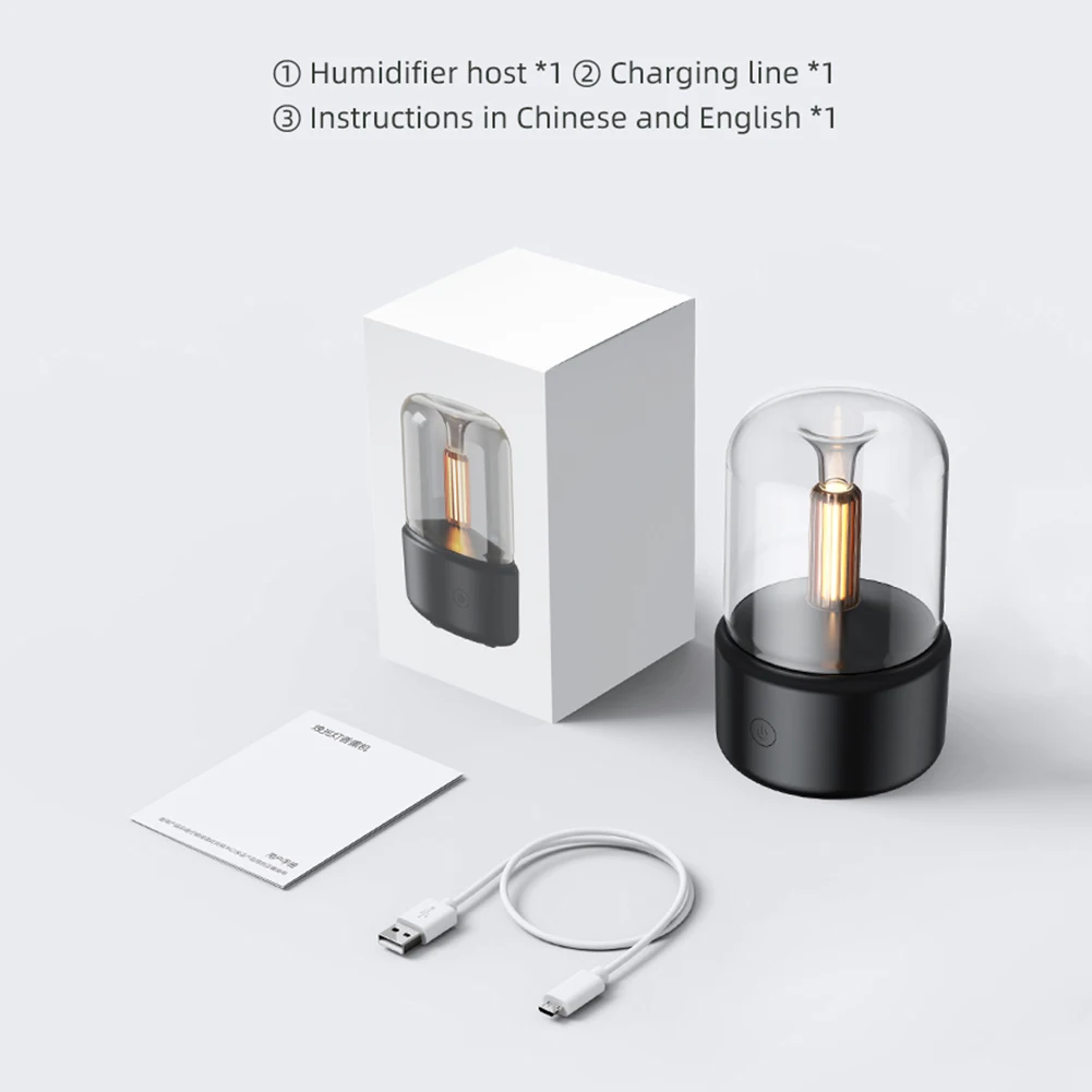 Electric Air Humidifier Candlelight Aroma Oil Diffuser 120ml With LED Night Light Desktop Cool Mist Sprayer For Office