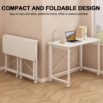 60x40 Home Foldable Table Wear Resist Standing Study Table for Home Office Computer Desk Space Saving Small Pulley Table