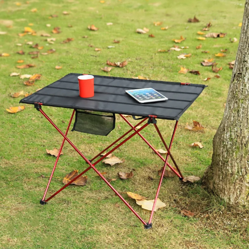 Mesa plegable telescópica para acampar al aire libre, escritorio de  aleación de aluminio, grano de madera, jardín, Picnic, barbacoa, mesa de  viaje de conducción automática - AliExpress