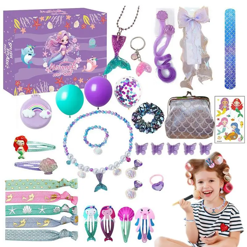Advent Calendar Boxes Advent Calendar Girls With Hair Accessories Jewelry Kids Bright Colors Mermaid For