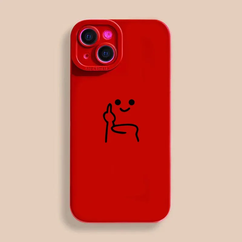 Cartoon Red Man Case For Samsung Galaxy S10 S20 S21 S22 S23 S24 FE Plus Ultra Note 20 Shockproof Middle Finger Back Cover