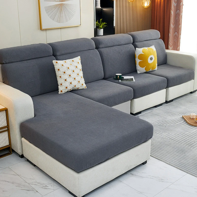 Stretch Sofa Seat Cushion Cover Thick Jacquard Couch Cushion Covers Sectional Seat Slipcovers Armchair Anti Cat Paw Textured 2