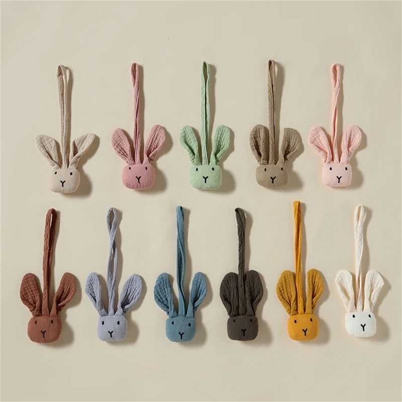 Cotton Rabbit Head Baby Pacifier Clip Chain Pendant Newborn Nipple Holder Clips Baby Stroller Teething Toy Dummy Soother Pendant
