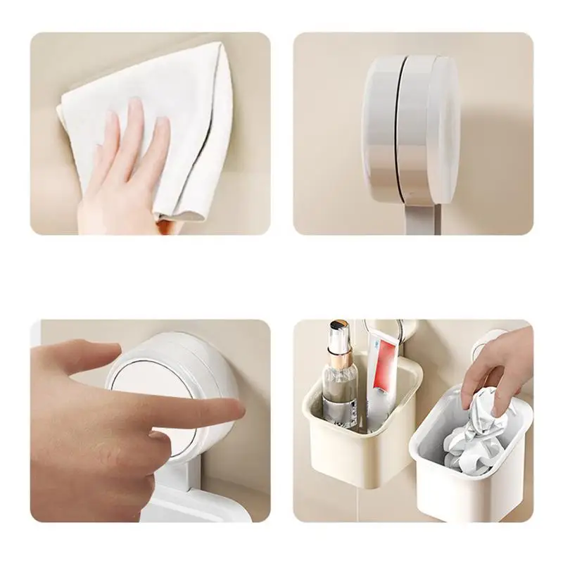 Shower Organizer Suction Cup Wall Mounted Shower Basket Removable Shower Storage For Inside Shower Bathroom Kitchen Drill-Free 3
